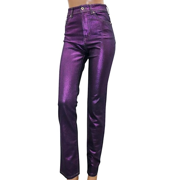 PARASUCO Extreme FIT Purple SHIMMER SHINY SKINNY High Waisted Stretch Jeans 26 - Picture 1 of 9